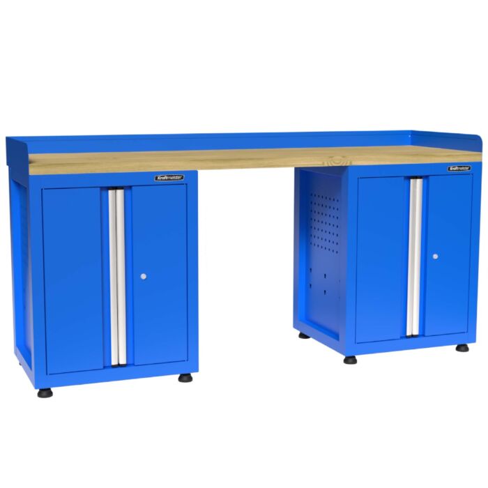 Kraftmeister Premium workbench 4 doors rubberwood blue