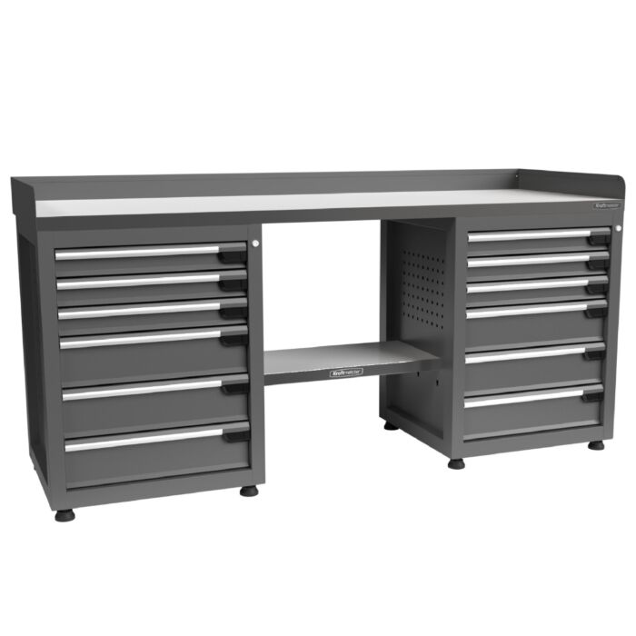 Kraftmeister workbench 12 drawers Stainless Steel 200 cm grey