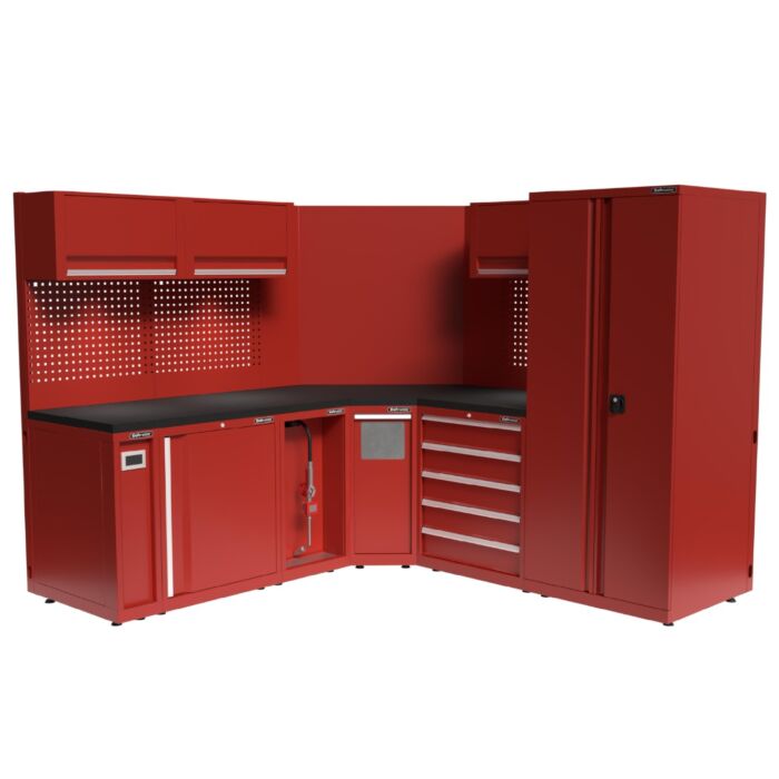 Kraftmeister Expert corner garage storage system M hybrid red