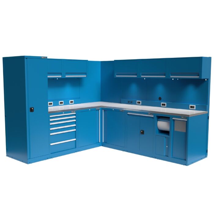 Kraftmeister Expert corner garage storage system L stainless steel blue