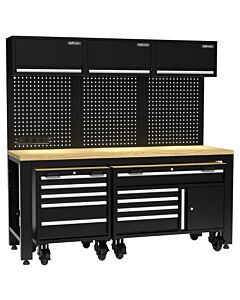 Kraftmeister Pro garage storage system with roller cabinets oak black