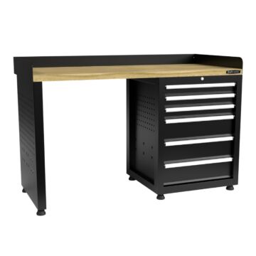 Kraftmeister Pro workbench 6 drawers oak 150 cm black