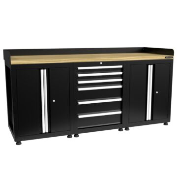 Kraftmeister Pro workbench 6 drawers 4 doors oak 200 cm black