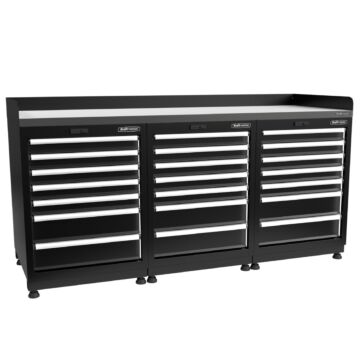 Kraftmeister Expert workbench 21 drawers stainless steel 200 cm black