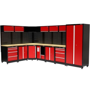 Kraftmeister Premium garage storage system Edmonton oak red