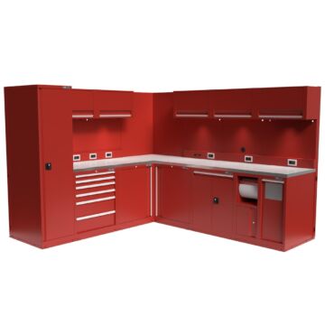 Kraftmeister Expert corner garage storage system L stainless steel red