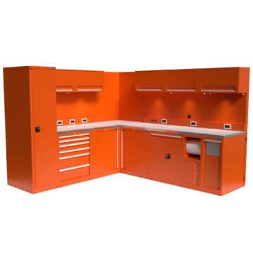 Kraftmeister Expert corner garage storage system L stainless steel orange