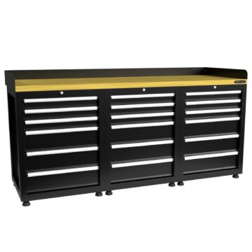 Kraftmeister Pro workbench 18 drawers MDF 200 cm black